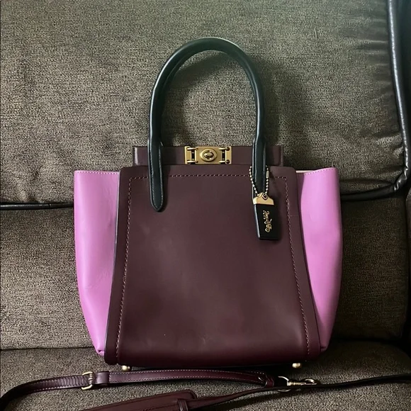 Coach Pink and Brown Satchel with Gold Accents - Picture 1 of 16